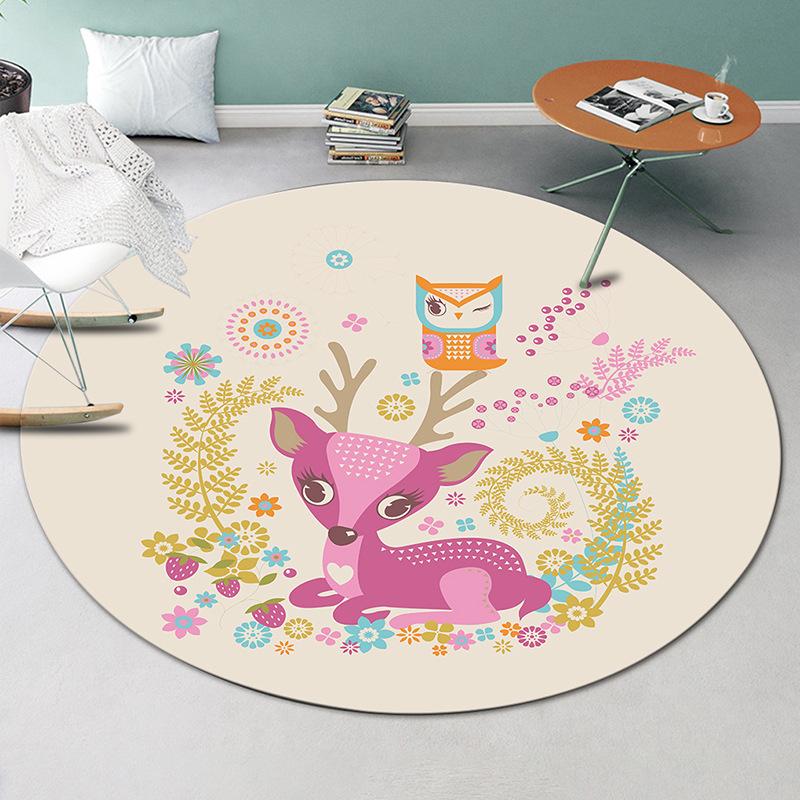 Decorative Carpet Cartoon Printed Area Rugs Round Carpet for Living Room Floor Mat Anti-Slip Mat