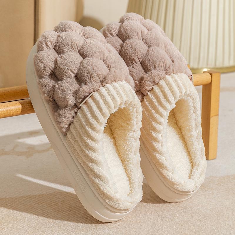 Women's and Men's Non-Slip Plush Cotton Slippers for Spring, Autumn, and Winter