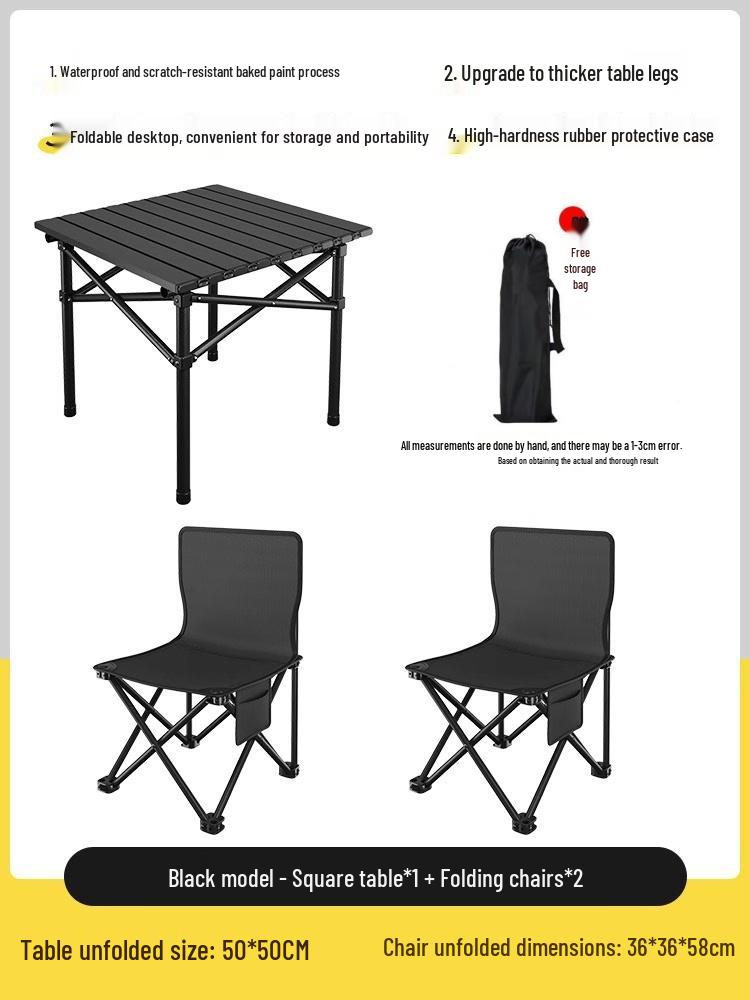 Portable Folding Table and Chair Set for Camping, Picnics, Beach, Barbecue, Car, or Sketching