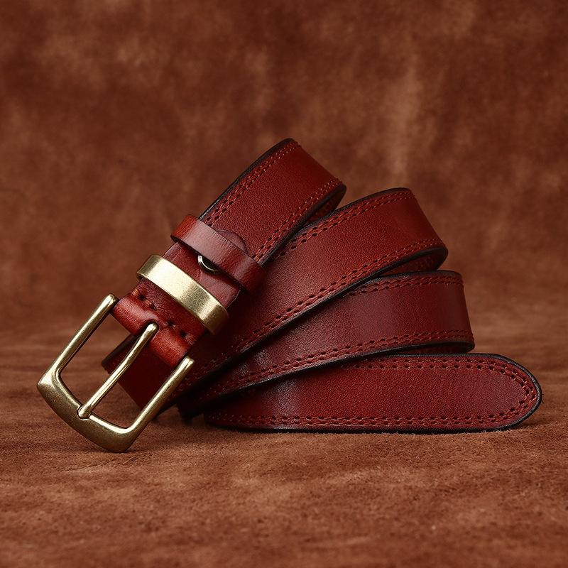 

Ремень женский широкий ретро модный кожаный пряжка первый слой коровья кожа универсальный повседневный джинсовый ремень женский 115cm