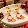 Oil Dropping Earrings 1 Pair Women Christmas Dripping Earrings, Santa Claus Xmas Daily Wear Tree Sleigh Dangle Earring, Lightweight Hypoallergenic