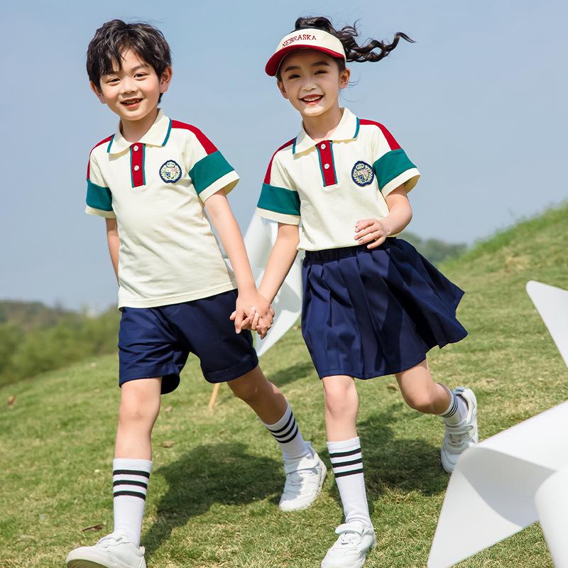 Children's Pure Cotton School Uniform Set for Summer, Spring & Autumn