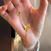 Butterfly pendant necklace double-layer three-dimensional tassel butterfly collarbone chain for gifts