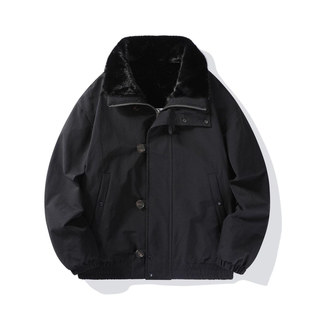 2025 Autumn/Winter Men's Double-Sided Hooded Cotton Jacket - Casual Fashion Workwear Outerwear