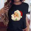 Merry Christmas Santa Leopard Plaid Tree Print Womens TShirt Casual Short Sleeve Top For Holiday Party Enthusiasts