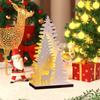 Wooden Christmas Tree Glowing Tabletop Ornament with Warm Light for Holiday Decor