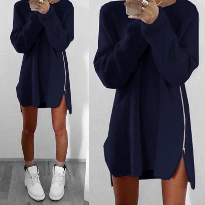 Luxurious Womens Jumper Knitted Sweaters Dress With Solid Casual Long Sleeves