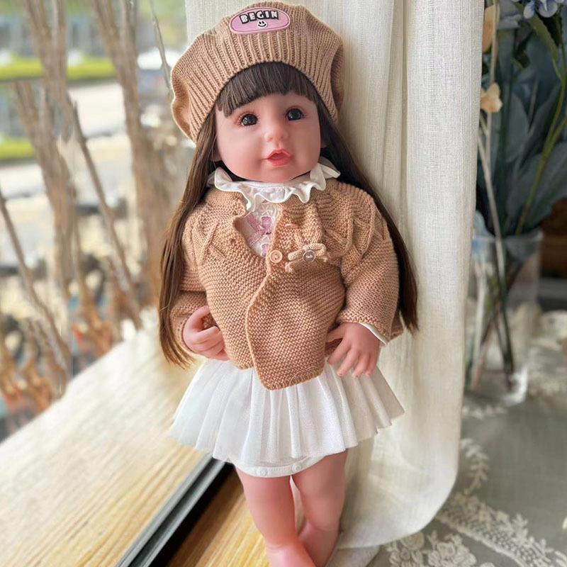 

Rebirth Doll 55cm Full Vinyl Simulation Baby Doll To Accompany Girl Toy Doll Gift Box Set 1pc