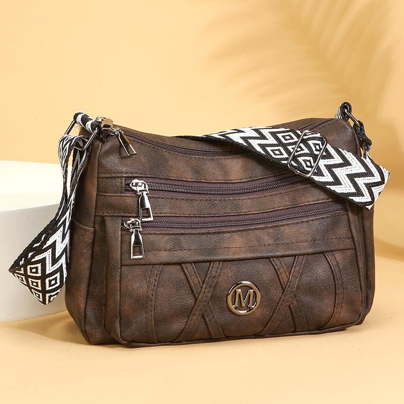 Umhängetasche Mehrfachfächer Weiches Leder Damentasche Muttertasche