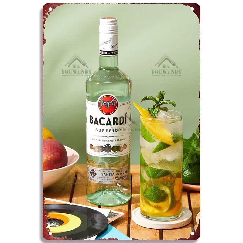 Retro Bacardi Metal Sign, Tin Sign, Rum Brand Plaque, Vintage Plates, Wall Decor, Poster, Bar, Man Cave, Shabby Chic Decorati