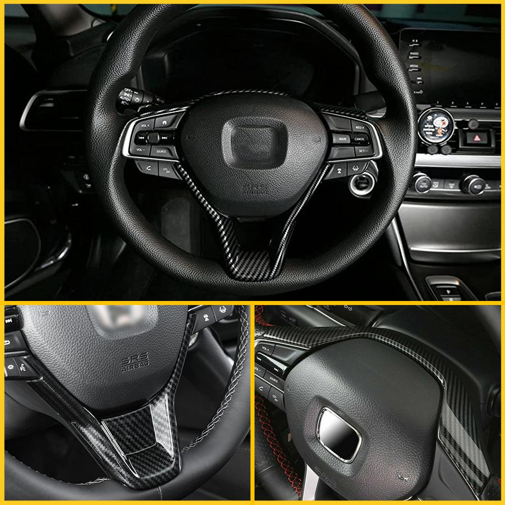 1Set Car Steering Wheel Cover Trim Carbon Fiber Style for 2018-2022 Honda Accord Car Steering Wheel Decoration Cover Accessories