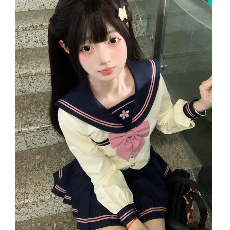 Autumn new sweet uniform sailor suit genuine Japanese college style autumn and winter female students middle suit set