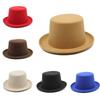 Solid Color Flat Top Hat Wool Magician Hat Music Festival Caps Adult Headdress