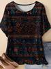 Summer Vintage Ethnic Patterns Women 3D Print T-Shirt Short Sleeves Tshirts Tops Harajuku O-Neck Tees Loose Y2k Women's Clothing