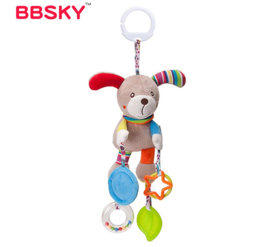 BBSKY Adorable Cartoon Animal Baby Crib Mobile & Teething Plush Rattle Toy