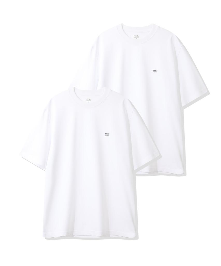 CGP [2Pack] Small Square Logo Short Sleeve T-Shirt - White