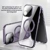 For iPhone 16 15 14 Pro Max Anti-Peeping Metal Frame Double Sided Protection Magnetic Case Privacy Screen Lens Protector Stand