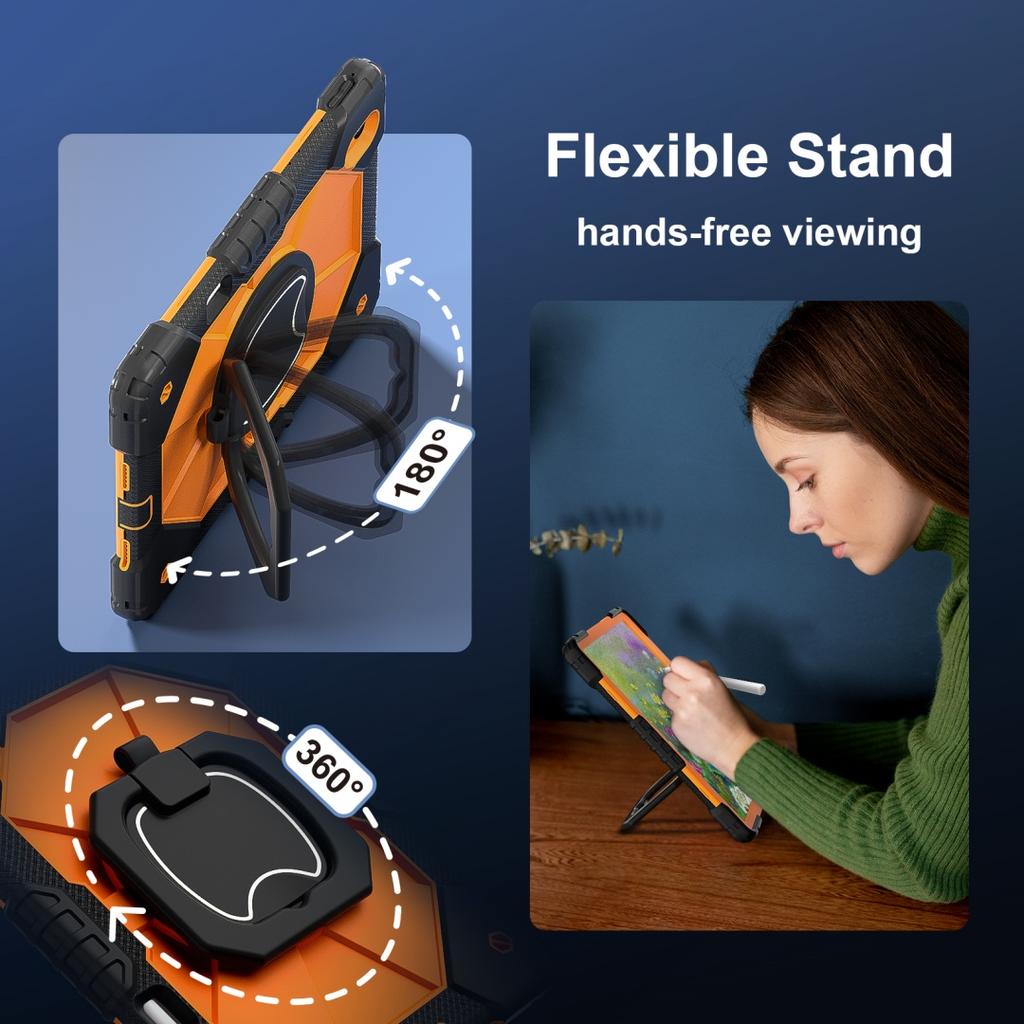 Dla Huawei MatePad Air. Obrotowy o 360° uchwyt, wytrzymała ochrona, podstawka, TPU+PC 3w1, wstrząsoodporne etui na tablet PC