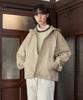 Covernat C Logo Heavy Oxford Hooded Jacket Beige