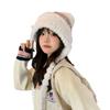 Autumn and winter new national style ball braid pullover hat, plush warm face small splicing plush knitted hat