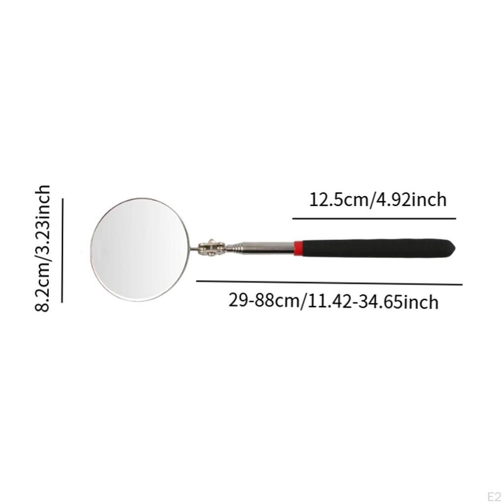 Automotive Inspection Mirror Auto Repair Telescoping Lightweight Comfortable Handle with Lamp