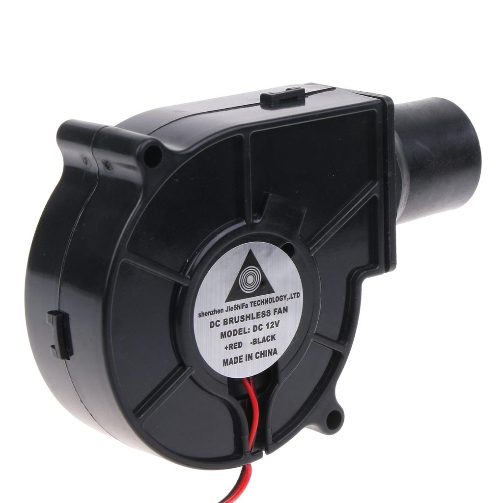 Venkovní ventilátor na gril 7530 75x75x30mm 12V 1,5A 2500R Průtok vzduchu 27mm Vzduchová trubice pro grily Green Egg a sporáky