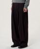 NOISE Stripe Double Pintuck Wide Slacks - Burgundy