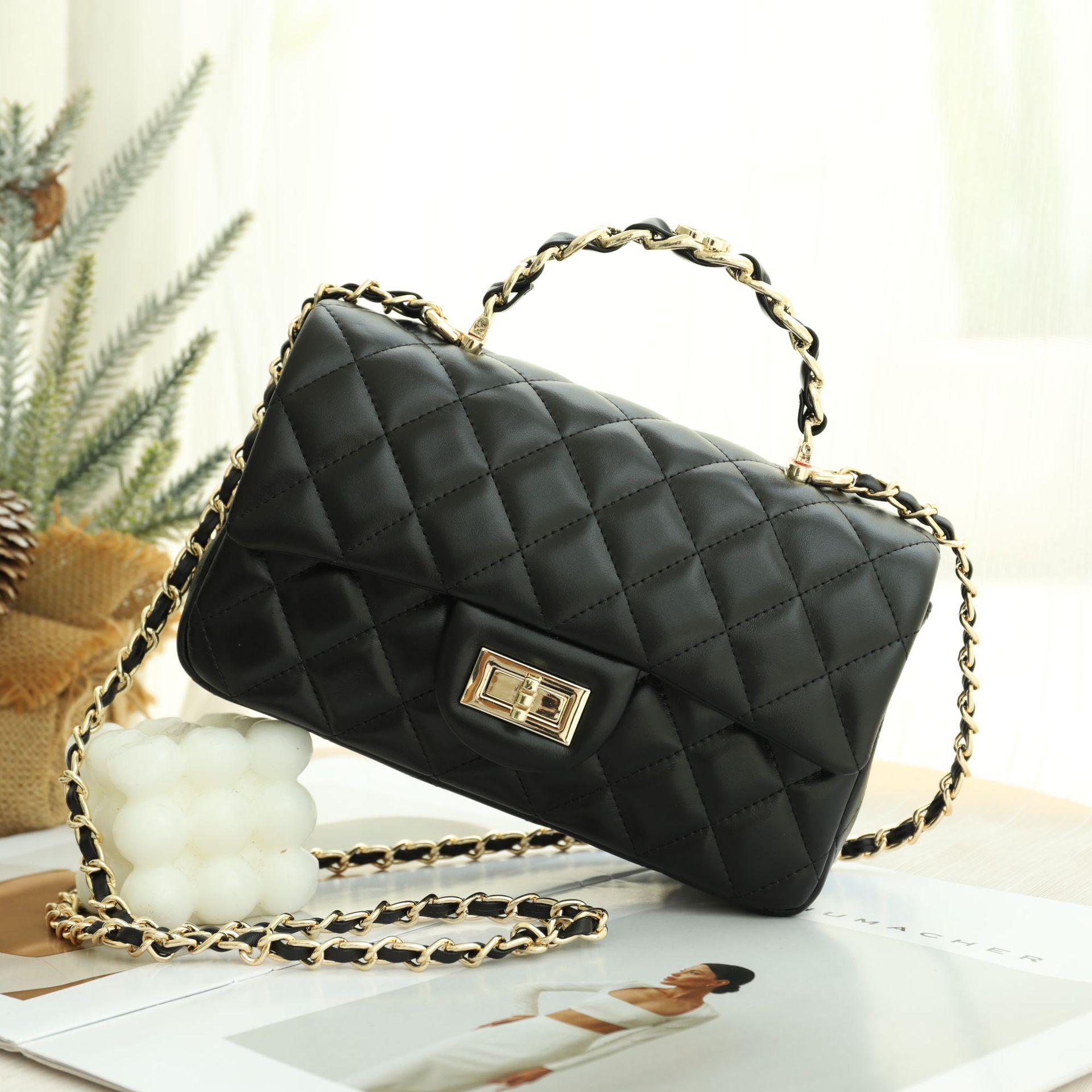 Korean 2025 Quilted Embroidered Diamond Crossbody & Waist Bag 20x7x13 cm