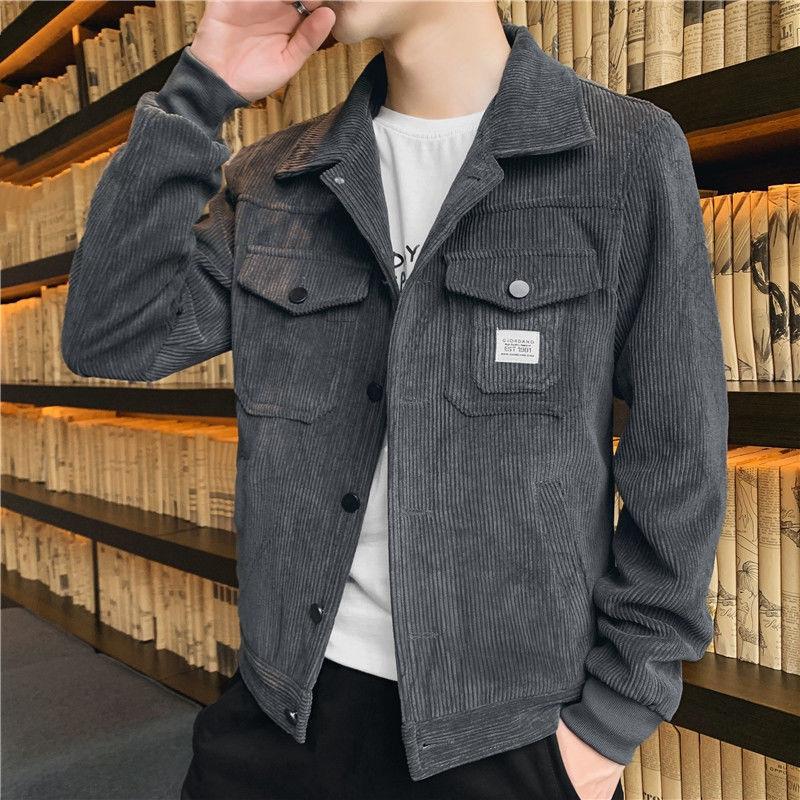 2025 Corduroy Jacket Men's Autumn and Winter Trend Handsome Versatile Lapel Spring Outer Casual Tooling Jacket Men