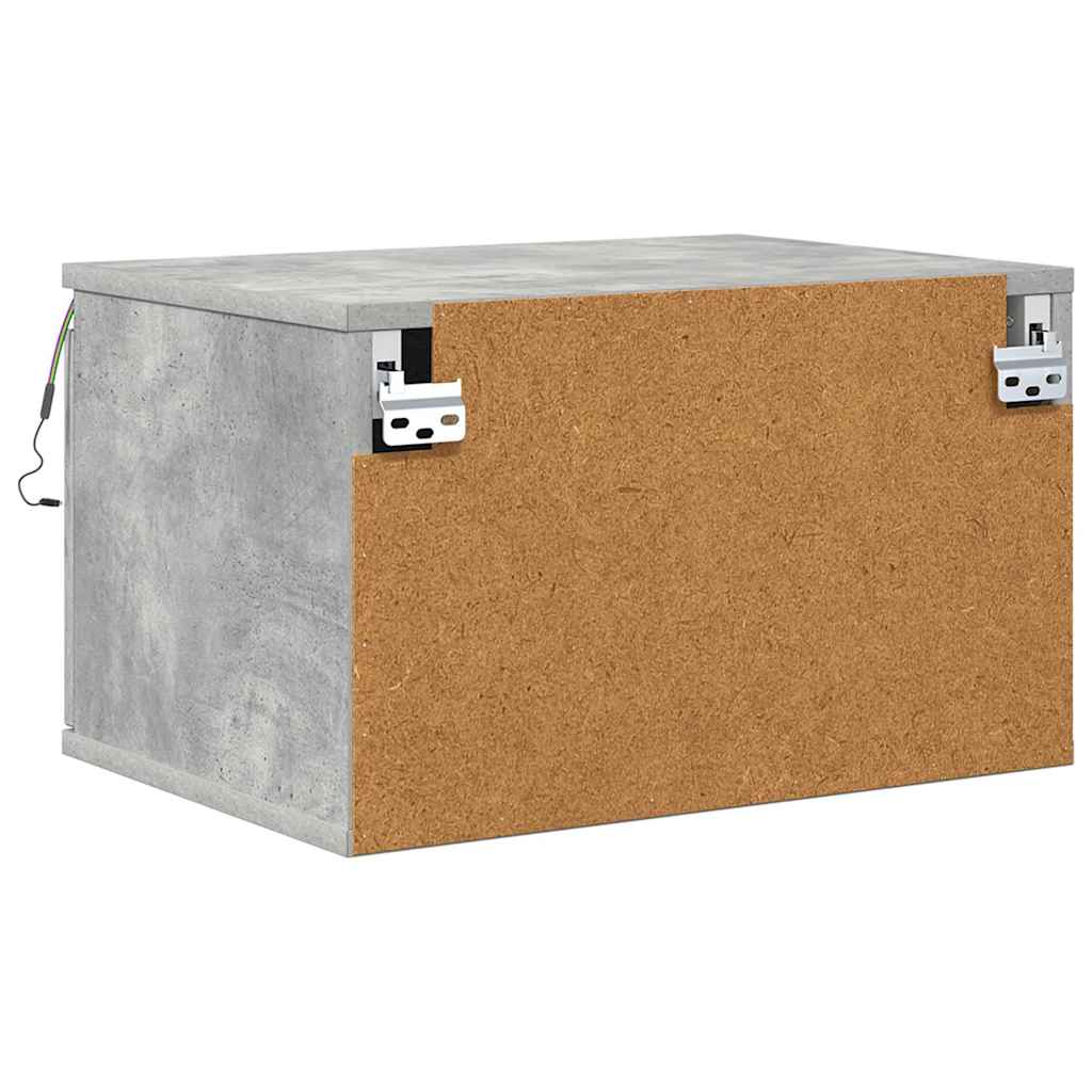 Wall Mounted Nightstand with LED Lights Concrete Grey