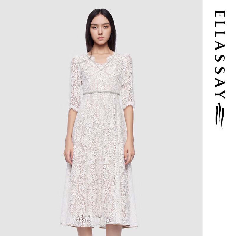 ELLASSAY Baroque Mid-Length V-Neck Dress