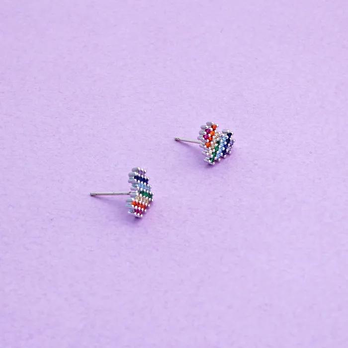 Rainbow heart earring
