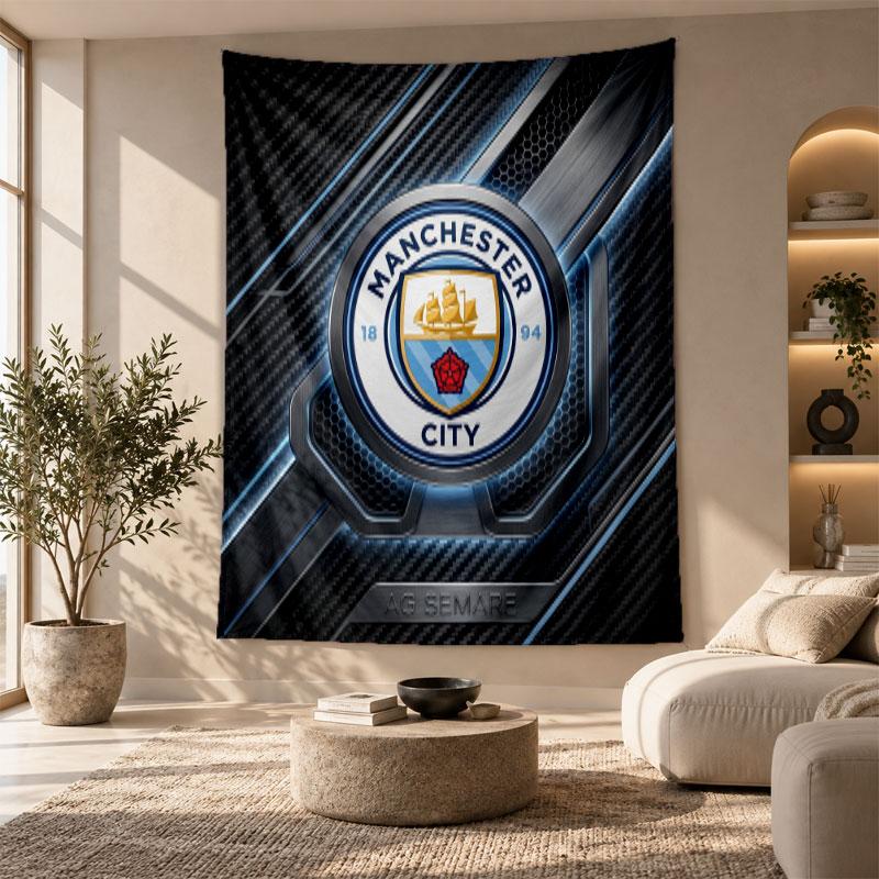 Decorative Tapestry,Manchester City Printed Wall Art, Lightweight Wall Hanging For Bedroom Background