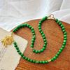 Vintage Imitation Jadeite Dry Blue Quartz Rock Ruyi Lock Necklace Sweater Chain