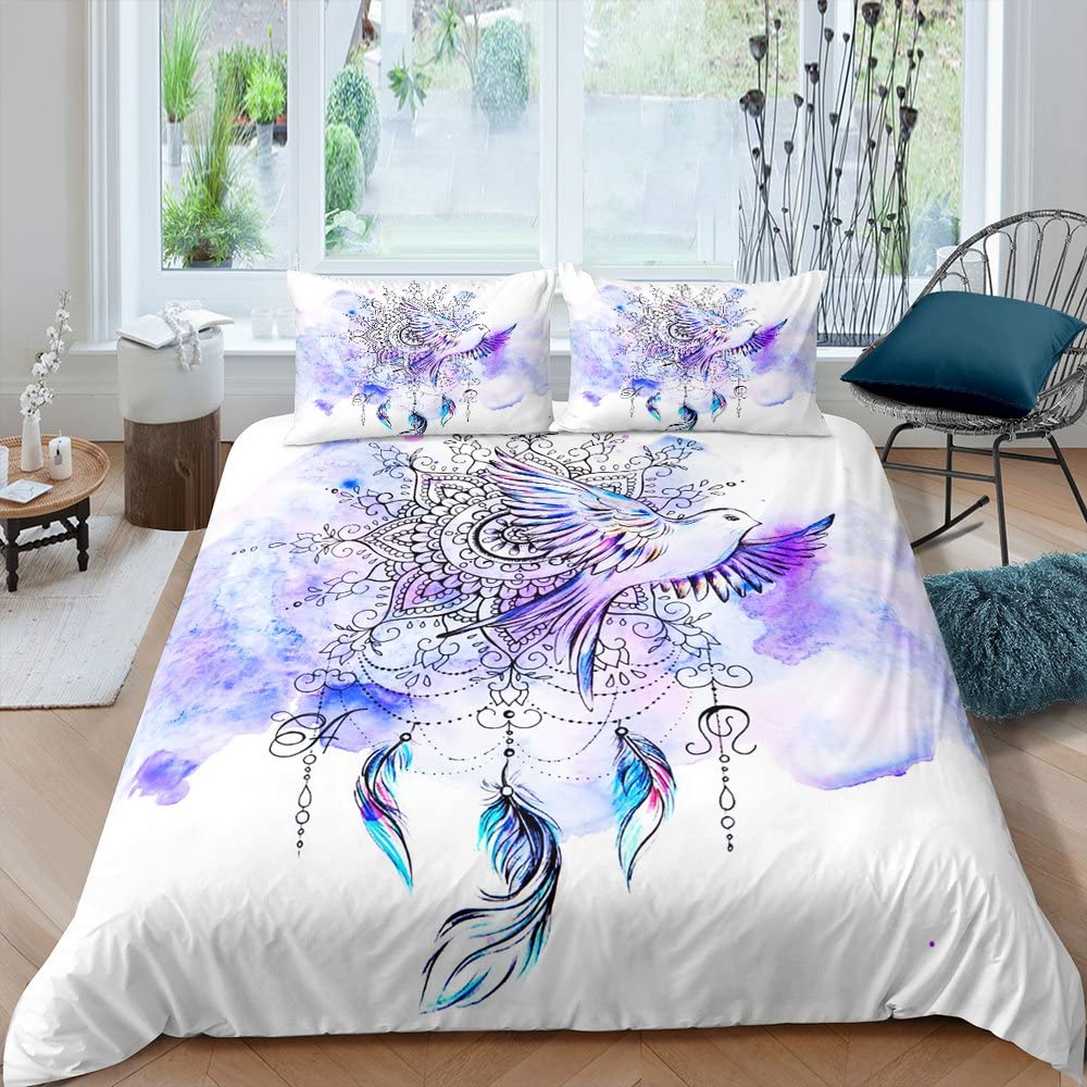 

Комплект постельного белья с изображением голубя и мира, милый узор с птицами, полиэстеровый чехол с наволочкой для подростков EU single(135x200cm)