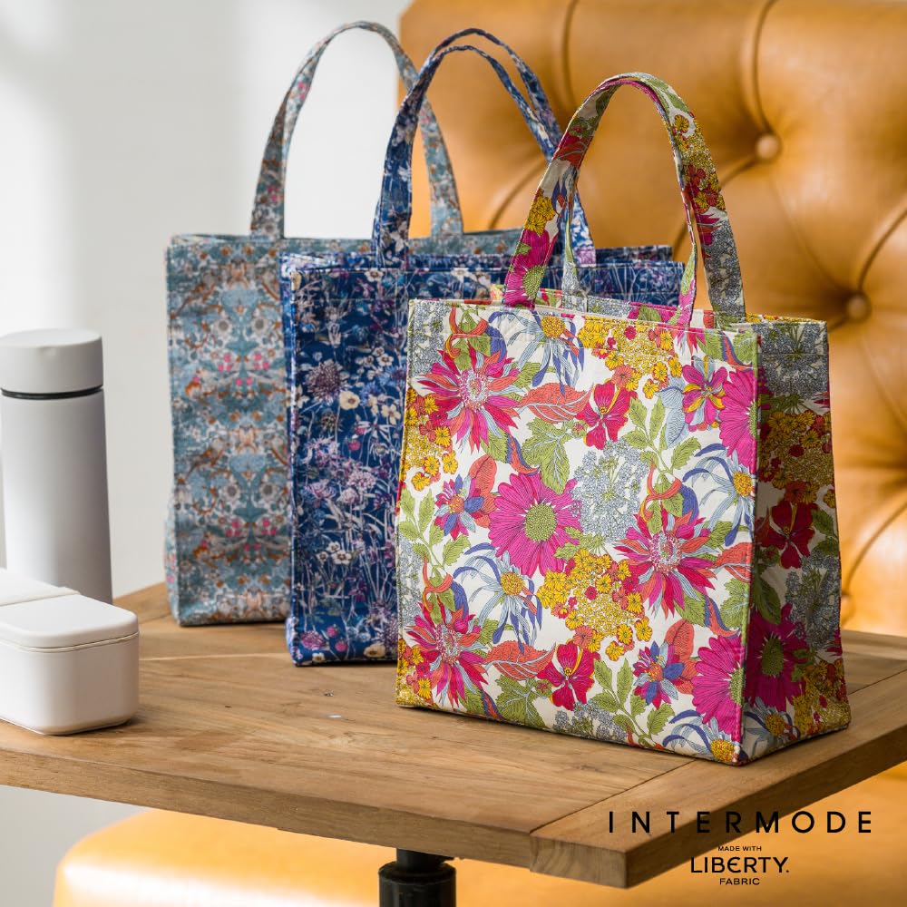 Vyrobeno s Liberty Lunch Tote Bag 19304201 Pouzdro Dámské 19304201C Modré 24 cm široké x 24 cm dlouhé x 11 cm hluboké [Intermode Fabric] Dámské [C] Cca.