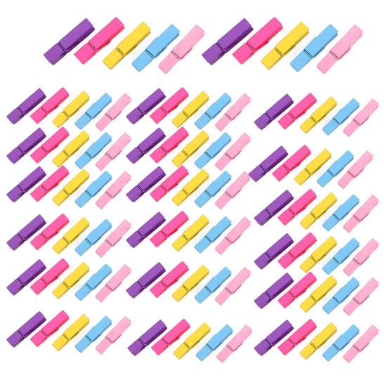 100Pcs Colored Clothes Pins Wooden Clothespins Smooth Edge Burr Free Strong Grip Heavy Duty Clothing Pins DIY Crafts Photo Clips