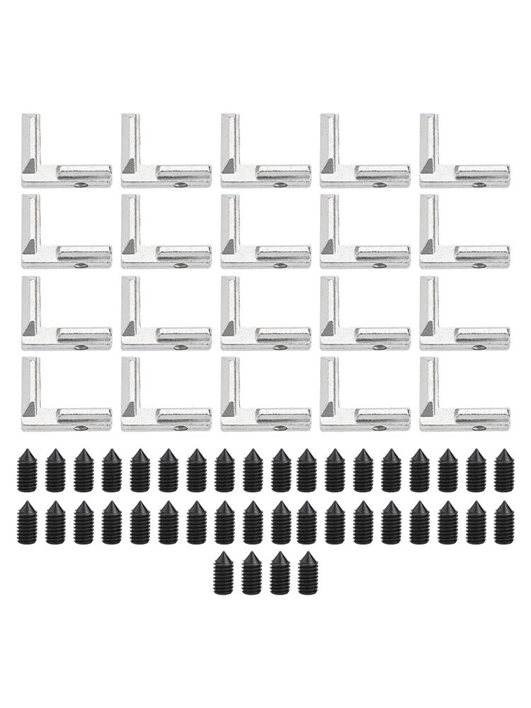 

20PCS T Slot Corner Brackets L-Shape Aluminum Profile Interior Corner Connector Joint Bracket For 2020 Alu-profile With Screws China Mainland