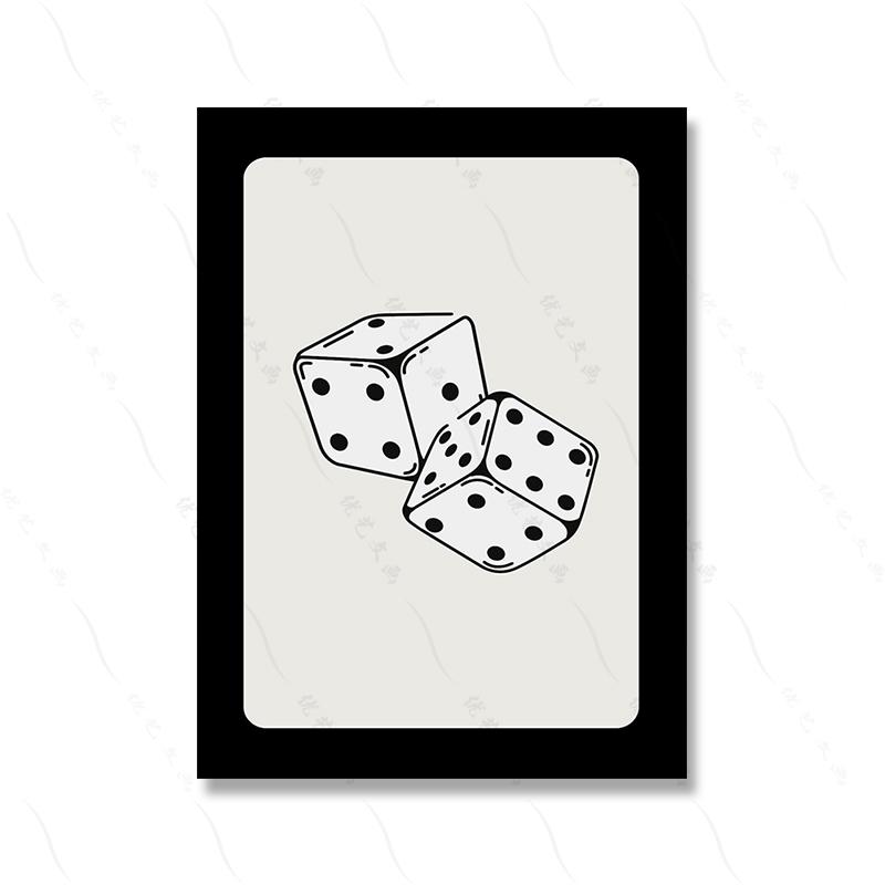 Retro Poker Wall Art Trendy Poster Canvas Set Of 6 Painting Lucky Playing Card Funky Black White Queen Joker Ace Room Home Decor