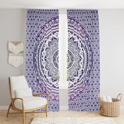 Beautiful Indian Bohemian Psychedelic Hippie Ombre Window Curtain Panels for Bedroom, Living, Balcony (Purple Ombre)