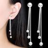 Simple Fashion S Stamp Silver Plated Pearl Long Tassel Earrings For Women Ear Chian Oorbellen Boucle D'oreille Pendientes