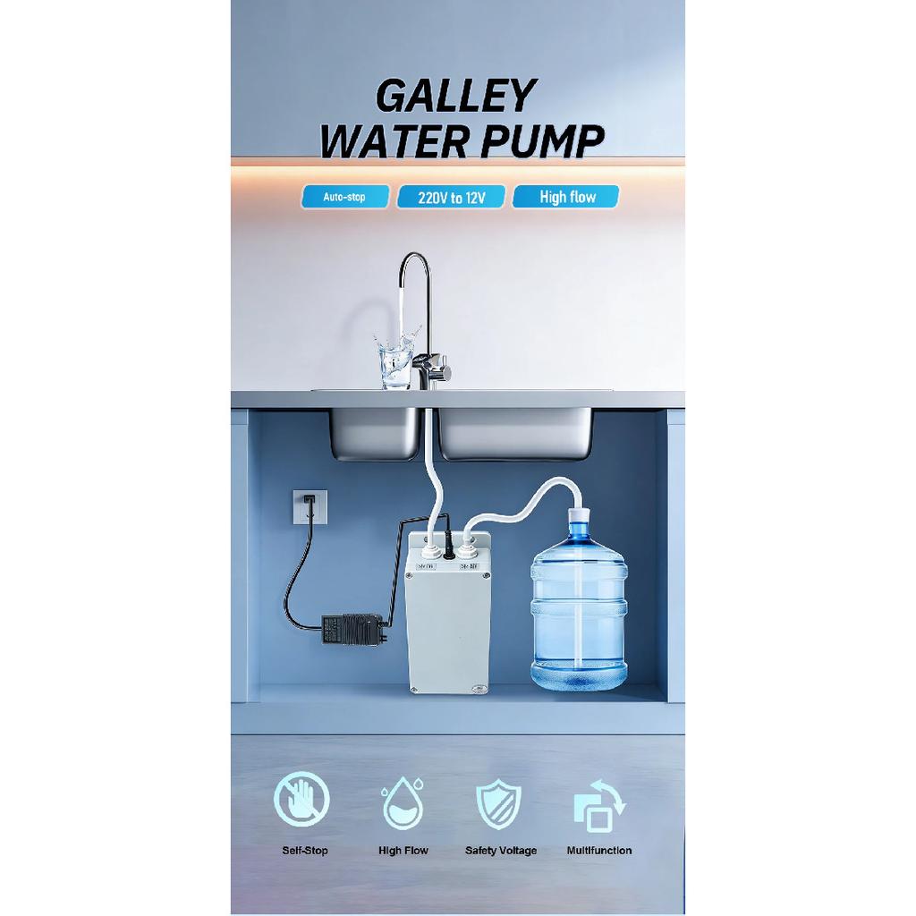 Pompa di aspirazione automatica dell'acqua Pompa dell'acqua elettrica 12V Rubinetto Cucina 1.5 L/min Pompa dell'acqua per cucina di roulotte, camper, barca