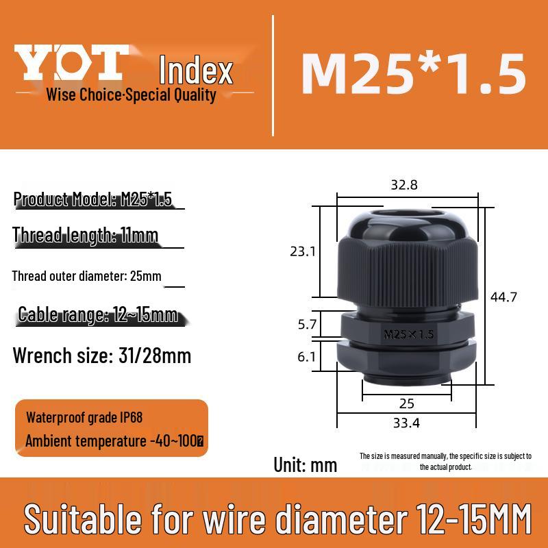 Waterproof Nylon Cable Connector M20*1.5 Plastic Sealing Gland Industrial Accessory