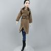 Winter Warm Fashion Office Khaki Coat for Barbie Doll Outfits Clothes Hat for Barbie Doll Black High Heel Shoes for 1:6 BJD Doll