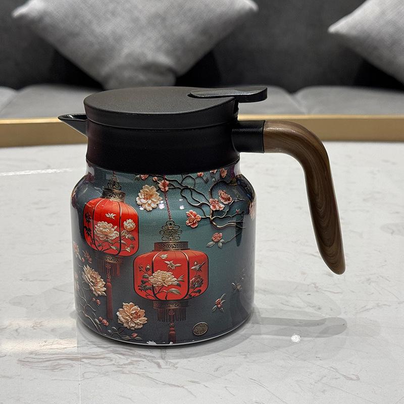 Portable Floral 316 Stainless Steel Teapot with Large Capacity & Inner Liner