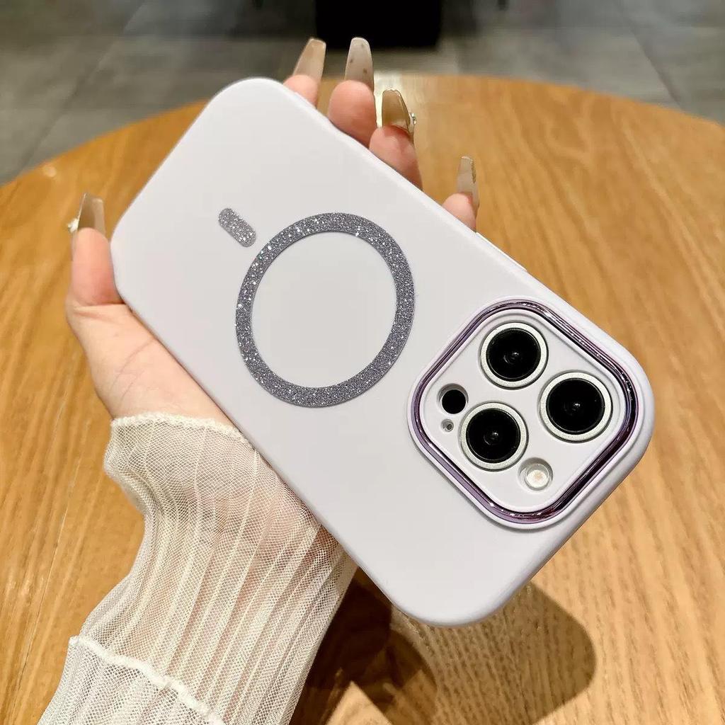 Glitter Magnetic iPhone 17 Pro Case, Skin-Feel Macaron Design with Precise Cutouts, Full Coverage for iPhone 16 Pro and 15.