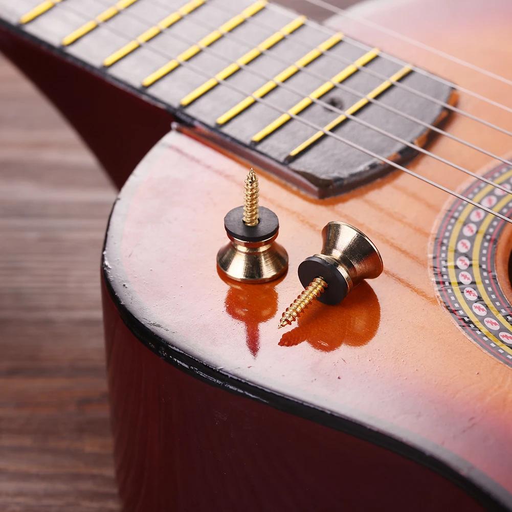 2pcs Guitar Pegs for Acoustic Electric Bass Ukulele Guitar Strap Buckle Lock Pins Metal Guitar Strap Buckle Button