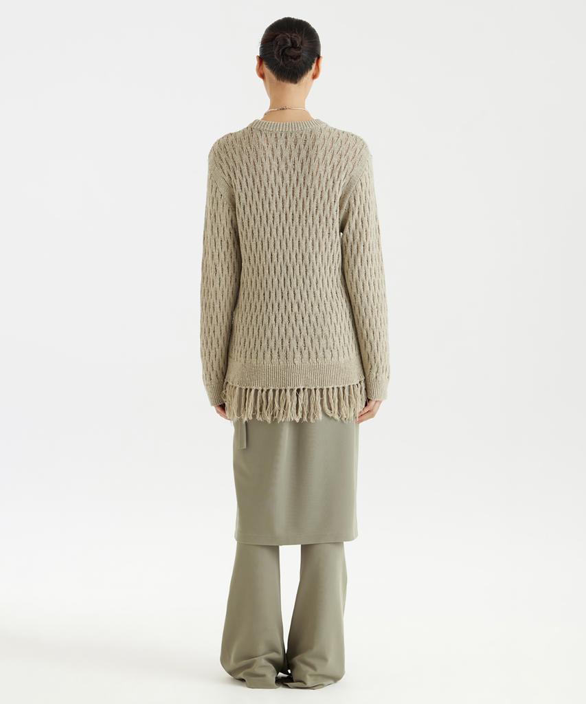 YOUTH Tassel Crewneck Knit Top - Sage Green