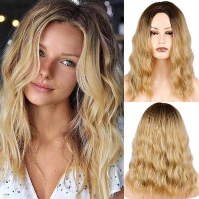 Fashion Short Wave Wig Ombre Blonde Synthetic Wig for Women