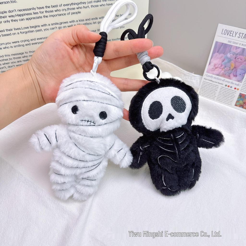 Creatieve Mummie Pluche Speelgoed Schedel Bedeltje - Halloween Rugzak Sleutelhanger Cadeau